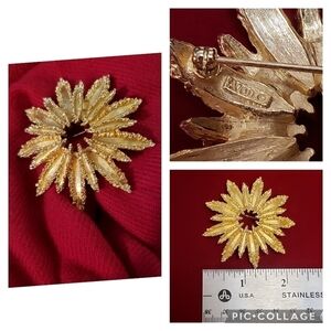 Vintage Avon Sunburst Brooch Pin Gold Statement Piece Please see photos :)